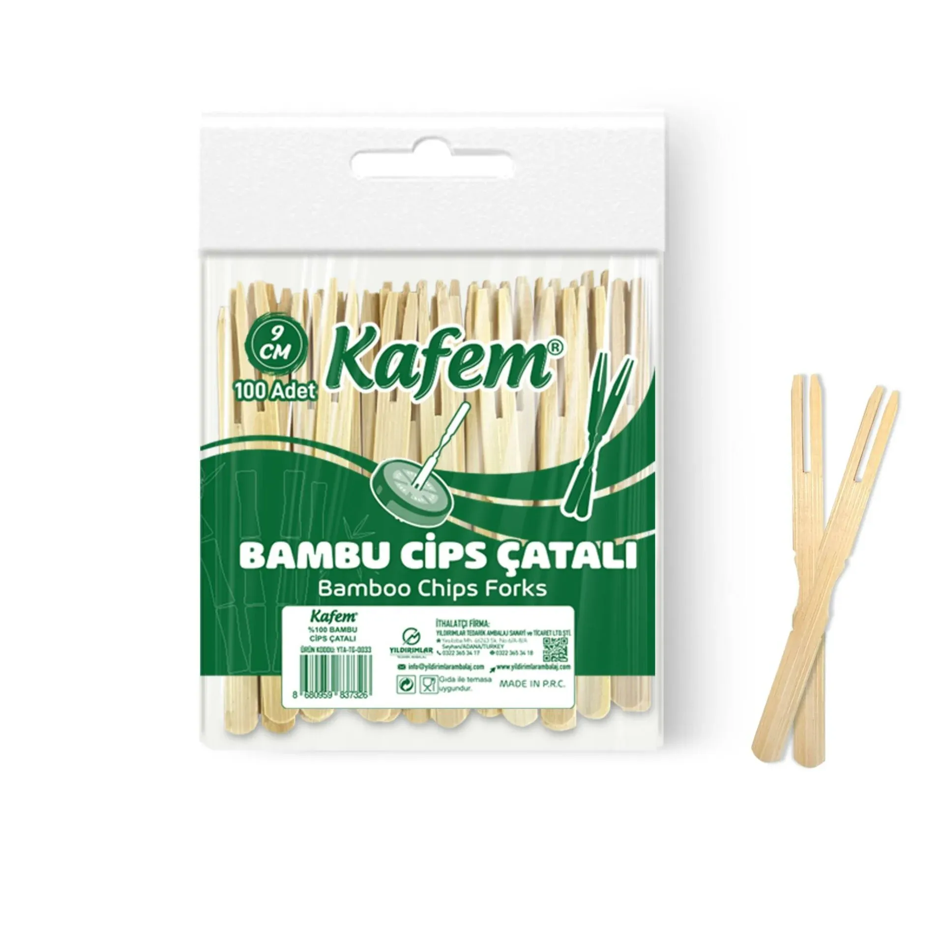 Bambu Cips Çatalı 9 cm 100'lü (25 Paket)